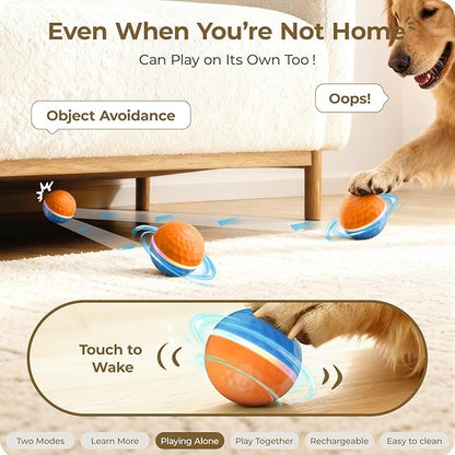 Apasiri Interactive Dog Toys: Shaky Dog Ball with LED Lights, Automatic Moving Dog Toys for Aggressive Chewers, Dog Toys for Large Dogs, Vibrating Dog Toy Balls for Small, Medium - (3.74 in Diameter)
