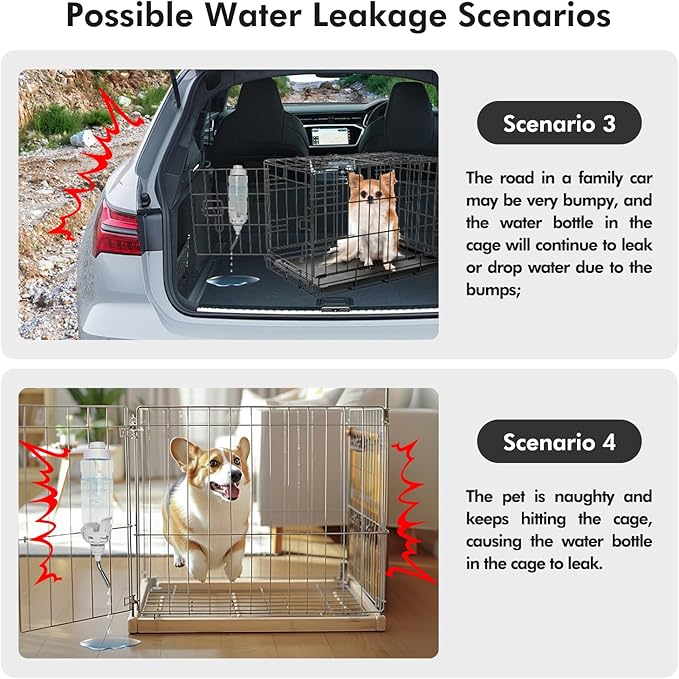 Vannon Rabbit Water Bottle for Cage, Top Fill 34oz Bunny Water Bottle No Drip Automatic Water Dispenser for Dog, Rabbit, Guinea Pig & Small Animals Hanging Cage Water Bottle