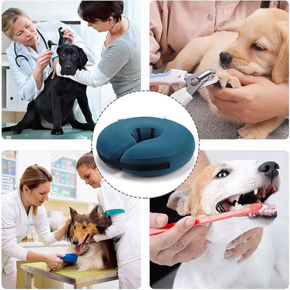 MIDOG Dog Cone - Inflatable Soft Donut Collar Alternative for Dogs After Surgery, Protective Recovery Collar Prevents Licking, Comfortable E-Collar Alternative for Small Medium Large Dogs (Blue, M+)