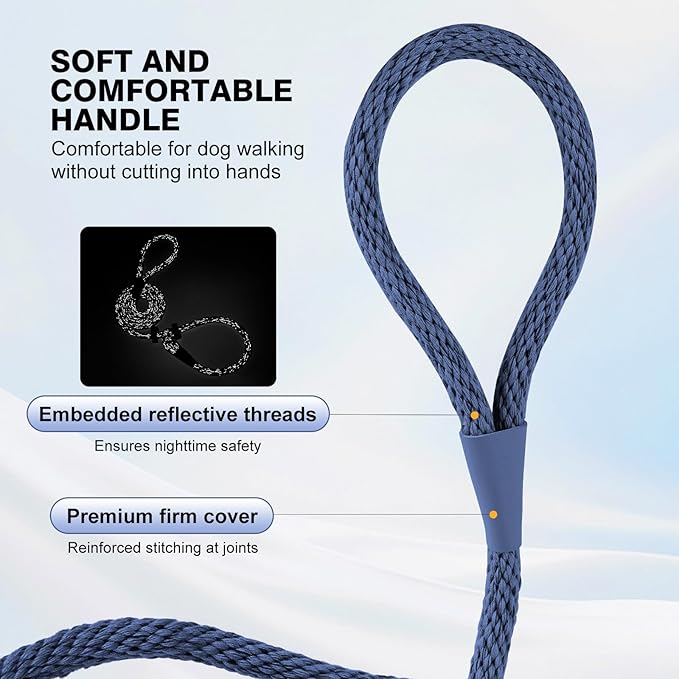 Lynxking Dog Leash Slip Lead Reflective Breathable Rope Comfortable Strong No Pull Slip On Pet Training Lead for Dogs (Pack of 2)