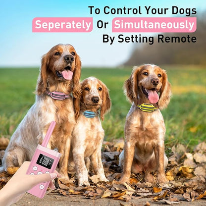 PetJoy Dog Bark Collar with Remote, Shock Collar for Large Dogs 3 Pack, Bark & Shock Collar Combo, Automatic Bark Collar - Auto Mode with 5 Sensitivity Levels