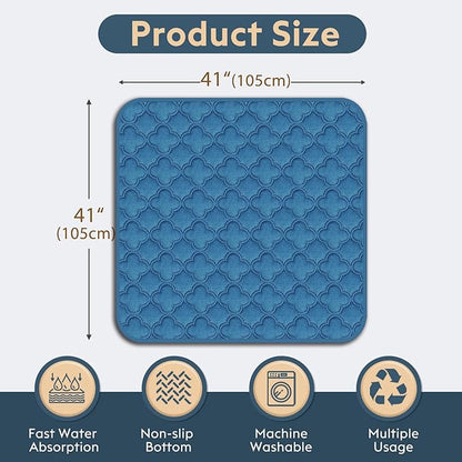 FunFurry Washable Pee Pads for Dogs - 2 Pack Reusable Pee Pads，Waterproof Puppy Pads，Pet Training Pads，Super Absorbent with Dog Paw Shape Non-Slip Backing (Blue, 41" X 41" - 2 Pack)