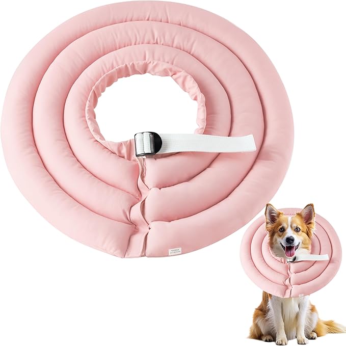 Soft Dog Cone Collar - Adjustable Recovery Cone for Large Dogs After Surgery to Stop Licking, Waterproof Elizabethan Protective Neck Donut Collar Alternative for Pet (Pink, XL)