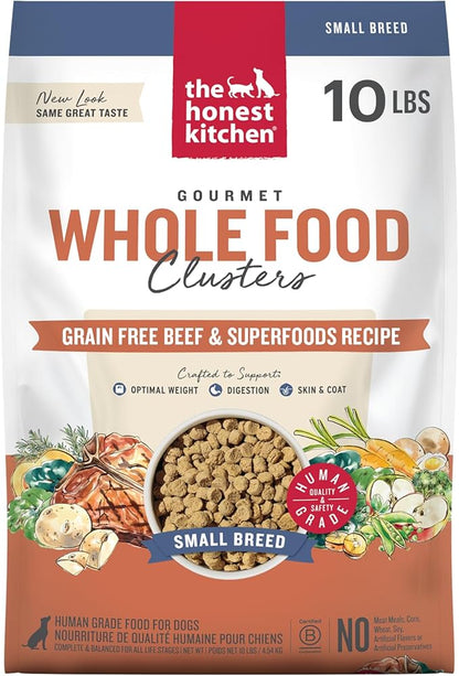 The Honest Kitchen Whole Food Clusters Small Breed Grain Free Beef Dry Dog Food, 10 lb Bag