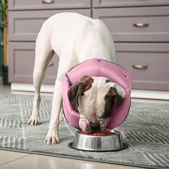 Dog Cone Collar After Surgery,Adjustable Soft Dog Cat Recovery Collar to Stop Licking Wounds,Comfortable Light-Weight Elizabethan Collar for Dogs Anti-Bite Lick Protective Wound,Pink,S