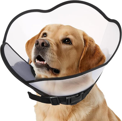 PUPTECK Soft Dog Cone Collar, Adjustable Pet Cone for Dogs to Stop Licking, After Surgery Elizabethan Recovery Dog Neck Collar Alternative, for Small Medium Large Dogs, Black L
