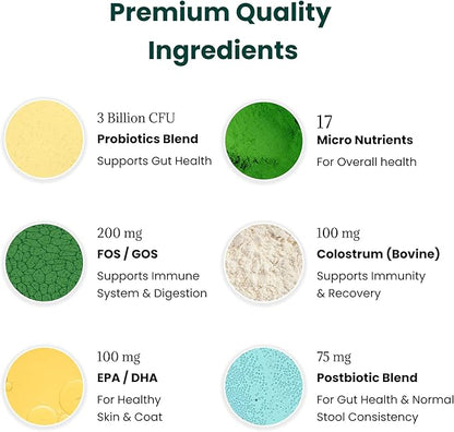 Dog Probiotics and Multivitamin Chews for Allergies, Digestive Health, Immune Support, Gut Health, Allergy Relief, Dog Vitamins, with Vitamin C, Omega 3, Colostrum, 60 Soft Chews per Jar