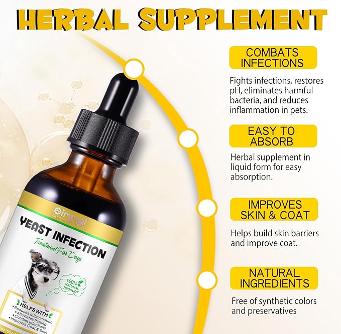 Yeast Infection Treatment for Dogs, Natural Dog Yeast Infection Treatment Supports Itch Relief, Ear Infection, Allergy Relief, Pet Supplies Dog Herbal Supplement, Bacon Flavor-2PCS