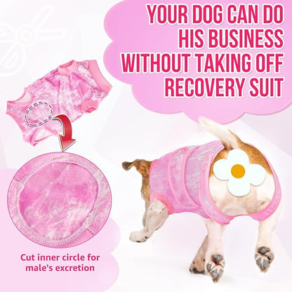 Lukovee Recovery Suit for Dogs, Zipper On Recovery Suit for Female Male Dog, Onesie Abdominal Wounds Cone E-Collar Alternative Prevent Licking Spay Recovery Suit (L, 2TPI)