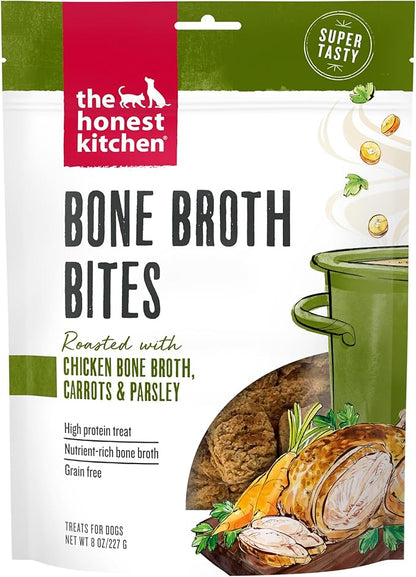 The Honest Kitchen Bone Broth Bites: Roasted with Chicken Bone Broth & Carrots, 8 oz Bag