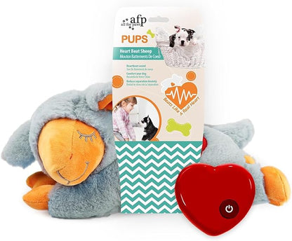 ALL FOR PAWS Heartbeat Puppy for Dogs, Dog Anxiety Relief and Calming Aid Toys, Heartbeat Stuffed Animal Toy for Behavioral Training, Snuggling Plush Toy for Puppy Sleep Aid, Grey Sheep