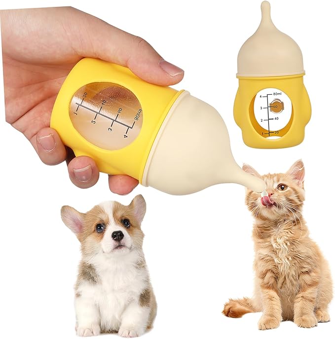 POPETPOP Ergonomic Pet Bottle for Newborn Puppies Kittens Kitten Milk Bottle Feeding