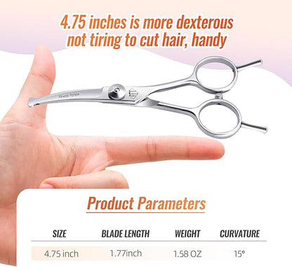 Dog Grooming Scissors: 4.75" Pet Curved Shears Made of Advanced JP440C Stainless Steel Alloy for Trimming Dogs Cats and Other Pets Face and Paws