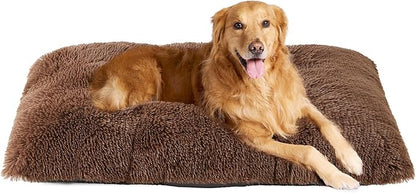 EHEYCIGA Fluffy Dog Crate Bed for Extra Large Dogs, Plush Faux Fur Crate Pad, Calming Anti Anxiety XL Dog Bed, Washable Soft Warm Mat with Non-Slip Bottom, Coffee