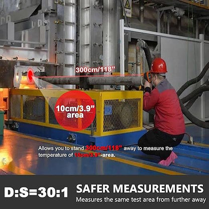 HOLDPEAK Pyrometer D:S=30:1, High Temp Infrared Thermometer -58℉~2732℉, Non-Contact Industrial Laser Thermometer Gun, Digital IR Temperature Gauge HP-2732 (NOT for Human)