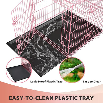 BestPet | Dog Crate | 24" | Pink | Foldable Metal Kennel with Double Doors, Secure Slide-Bolt Latches, Leakproof Tray | Portable Dog Cage for Small Breeds | for Travel, Indoor & Outdoor Use