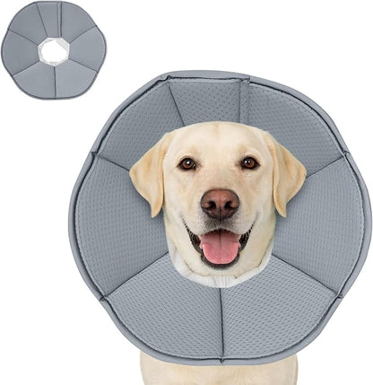 MAXFUT Dog Cone Collar,Soft Cone for Dogs to Stop Licking After Surgery,Non Inflatable Dog Donut Cone (Grey, L)