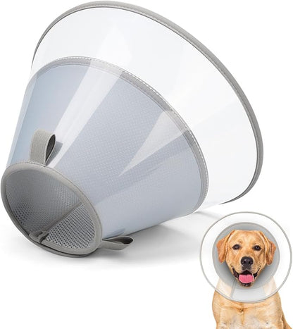 Dog Cone Collar with Soft Liner to Stop Licking, Elizabeth Recovery Collar After Surgery for Large Medium Dogs, Comfortable Pet Head Cone Alternative for Neutering Spay Injury (L)