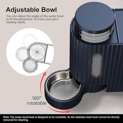 Gardner Pet Automatic Gravity Cat Food Feeder and Water Dispenser Stainless Steel Two-in-One Set Large Capacity Dispenser for Pets Dogs, Puppies, Kittens-(0.8 Gallons x 2)