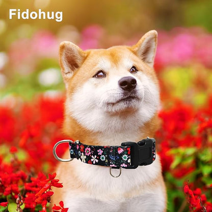 Martingale Dog Collar with Buckle Adjustable Nylon Limited Slip No Pull Training Floral Dog Collars (Black Pink Red, XLarge)