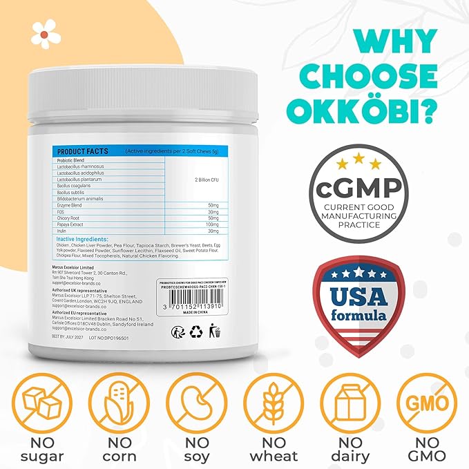 Probiotics for Dogs Chews 150 pcs - Probiotic Chews for Dogs with Enzymes & Natural Ingredients - Digestive & Gut Health Support - US Formula - Chicken Flavored