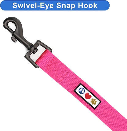 Pawtitas Solid 6 ft Pink Dog Leash XXS/Cat Custom Name and Phone Embroidery Strong Nylon Leash for Small Breeds