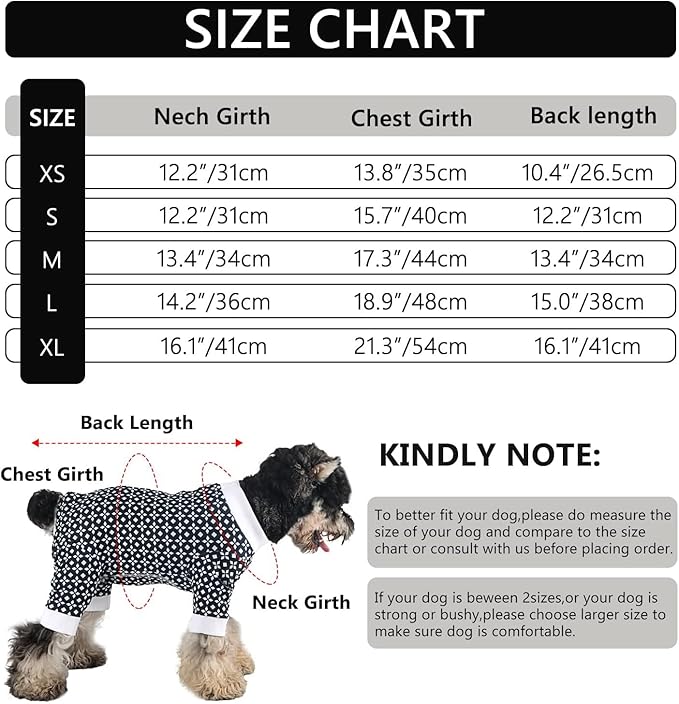 Dog Onesie for After Surgery Recovery Suit Pet Surgical Suit for Female Male Cone E-Collar Alternatives After Spay Abdominal Wounds Protector Dog Anti-Licking Onesie for Small Medium Dogs