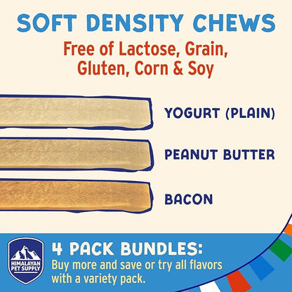 Himalayan Dog Chew Yogurt Sticks, Bacon Flavor, Dog Treats with Prebiotics, Probiotics & Protein, Digestive Support, Lactose & Gluten Free, Natural Dog Treat for All Breeds, Made in America, 4 pk