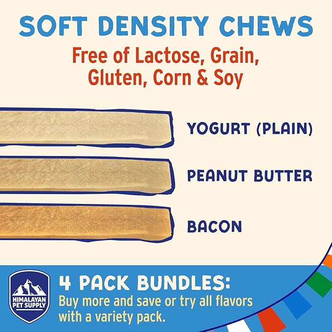 Himalayan Dog Chew Yogurt Sticks, Yogurt, Dog Treats with Prebiotics, Probiotics & Protein, Digestive Support, Lactose & Gluten Free, Natural Dog Treat for All Breeds, Made in America, 4pk