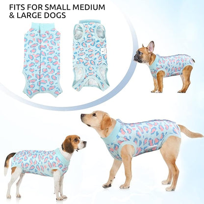 SAWMONG Recovery Suit for Dogs After Surgery, Dog Recovery Suit Breathable Polyester, Pet Spay Surgical Suit Female Male, Dog Onesie Body Suit Substitute E-Collar Cone(Blue Leopard,XXL)