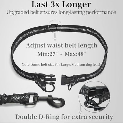 iYoShop Hands Free Dog Leash with Zipper Pouch, Dual Padded Handles and Durable Bungee for Walking, Jogging and Running Your Dog (Military Green, 8-25 lbs, Medium)