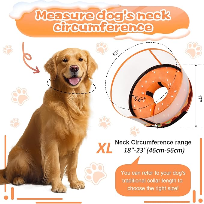 Inflatable Dog Cone Collar with Detachable Enhanced Anti-Licking Shield, Soft Neck Donut Collar for Dogs After Surgery, Adjustable Dog Cone Alternative for Large Medium Small Dogs & Cats
