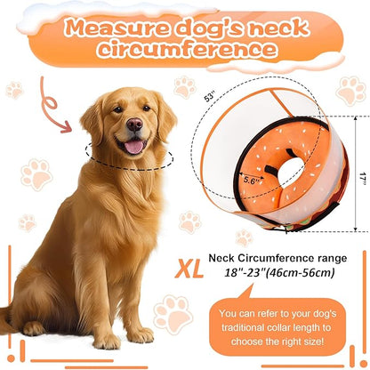 Inflatable Dog Cone Collar with Detachable Enhanced Anti-Licking Shield, Soft Neck Donut Collar for Dogs After Surgery, Adjustable Dog Cone Alternative for Large Medium Small Dogs & Cats