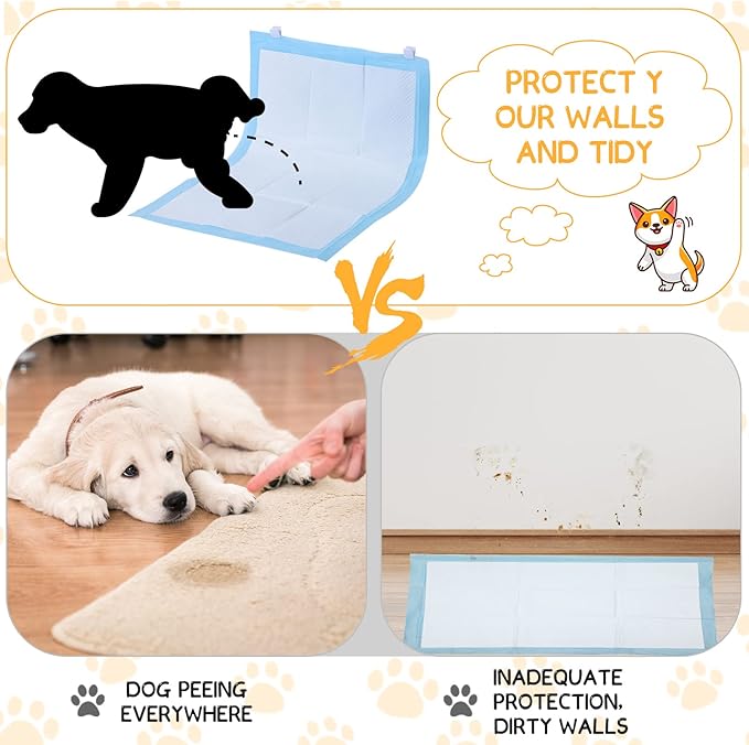Yalikop 12 Pcs Wall Pee Pad Holder Dog Potty Training Pad Sticky Wall Clip Transparent Adhesive Clips with 6 Pcs Strong Adhesive(White)