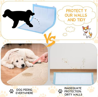 Yalikop 12 Pcs Wall Pee Pad Holder Dog Potty Training Pad Sticky Wall Clip Transparent Adhesive Clips with 6 Pcs Strong Adhesive(White)