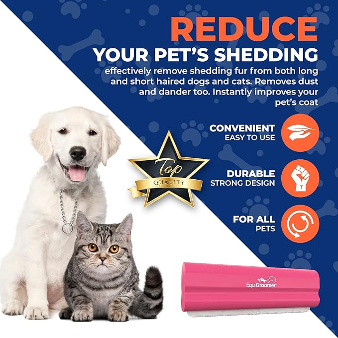 EasyGroomer Deshedding Brush for Dogs & Cats – Undercoat Grooming Tool for Short & Long Hair, Removes Loose Fur & Dirt, Reduces Shedding for Small & Large Pets, Pink