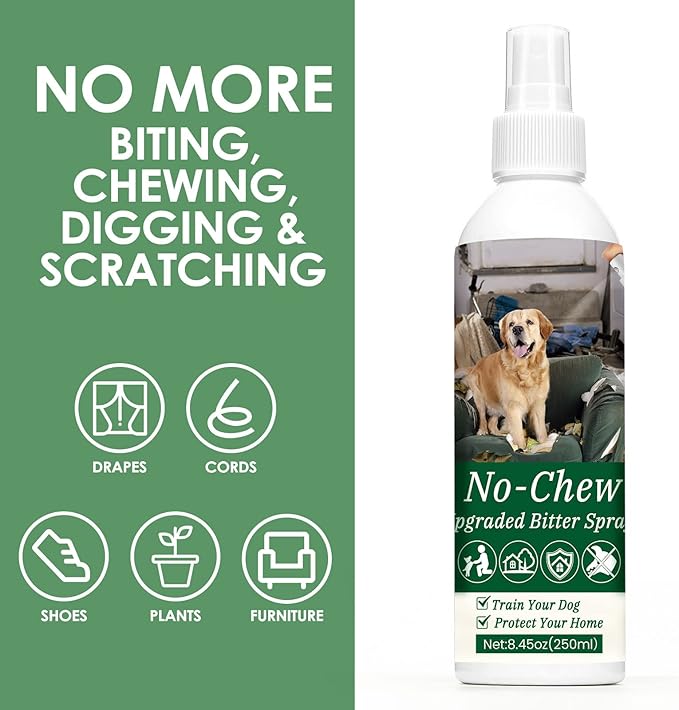 Bitter Apple Spray for Dogs 250ML - No Chew Spray for Cats to Prevent Scratching, Dog Repellent & Anti Chew Spray to Stop Dogs from Chewing Furniture, Pet Training Aid