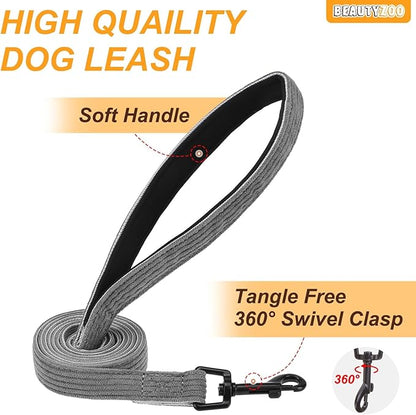 BEAUTYZOO No Pull Dog Harness Large, Adjustable Dog Harness and Leash Set -Easy Wearing with 3 Buckles/Control Handle,No Choke Soft Padded Reflective Pet Vest for Training Walking Hiking,Grey XL