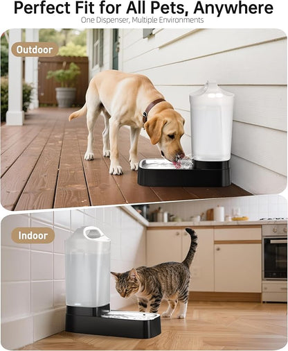 Automatic Dog Water Bowl Dispenser - 2.4 Gallon Gravity Pet Water Dispenser with 304 Stainless Steel Bowl, Dog Auto Feeders Bowls Self Waterer, Easy-Carry Handle for Large Dogs & Cats, Multi-Pet Home
