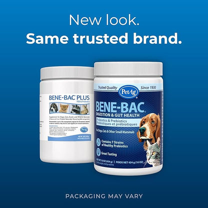 PetAg Bene-Bac Plus - 1 lb Powder - FOS & Probiotics for Dogs, Cats, Exotic & Wildlife Mammals