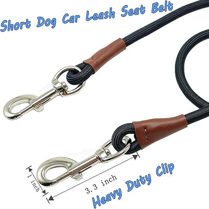 MayPaw Training Tie Down- Short Dog Tether Indoor- Strong Rope Dog Car Leash Seat Belt- 5 Sizes Vehicle Safety Restraint Lead for Small Medium Large Dogs (27.6 Inch)