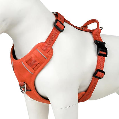 Plutus Pet No Pull Dog Harness, Reflective Adjustable Dog Vest Harness with Handle, Escape Proof, Soft Padded for Small Medium Large Dogs (Orange, M)