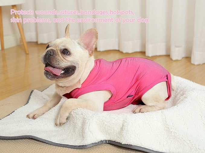 Dog Surgery Recovery Suit - After Spay, Abdominal Wounds Post Surgical Recovery, Anti Licking Breathable Dog Onesies for Small, Medium & Large Pet, Alternative Bandages Cone E-Collar