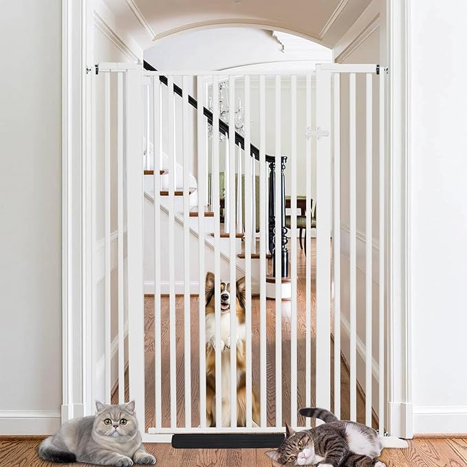 SHYUJAJIE 59 Inch Extra Tall Pet Gate for Cats,29.5-43" Adjustable Wide Dog Gates,No Drilling Pressure Mounted Walk Through Tall Cat Gate for Doorways,Hallway,Stairs