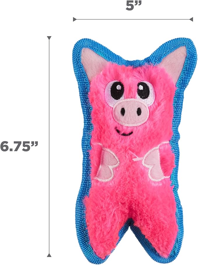 Outward Hound Durablez Minis – Squeaky Plush Dog Toy, No Stuffing for Less Mess, Interactive & Tough, Jumbo Squeaker, Puppies & Small Dogs, Pig, 6.8" (Pack of 2)