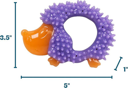 Cutie Chewies Hedgehog Dental Dog Chew Toy — Multi-Textured, Massages Gums, Floats & Bounces for Teething Puppies & Small Dogs, 5" x 3.5" x 1"