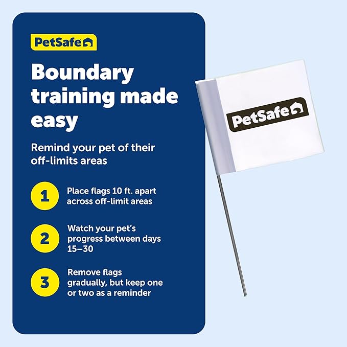 PetSafe 50 Boundary Flags - Extra Boundary Flags for In-Ground & Wireless Fence Training - Reusable Yard Markers - Visual Aid Flags for Pet Containment - Outdoor Pet Training Accessory