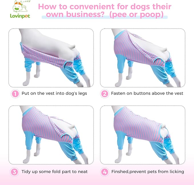 LovinPet Dog Recovery Suit - Medium Large - After Surgery Dog Recovery Suit Anti Licking Abdominal Wound Surgical Clothes Post-Operative Vest E-Collar Alternative Recovery Shirt,Blue,3XL