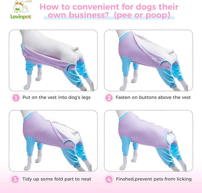LovinPet Dog Recovery Suit - Medium Large - After Surgery Dog Recovery Suit Anti Licking Abdominal Wound Surgical Clothes Post-Operative Vest E-Collar Alternative Recovery Shirt,Blue,3XL