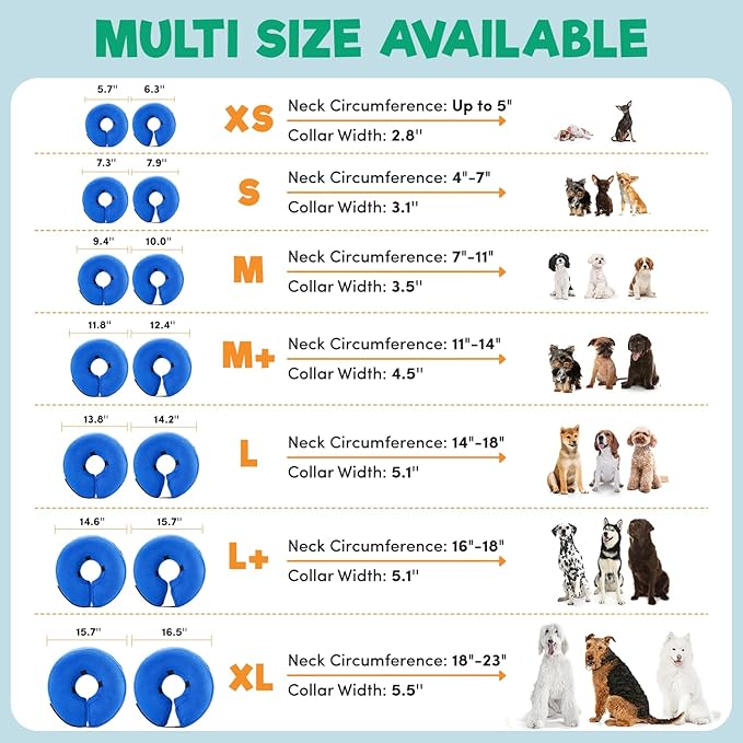 BENCMATE Inflatable Dog Cone Collar Alternative, Soft Dog Cone for Small Medium Large Dogs and Cats, Neck Recovery ECollar Donut Collar After Surgery (Medium, Purple)